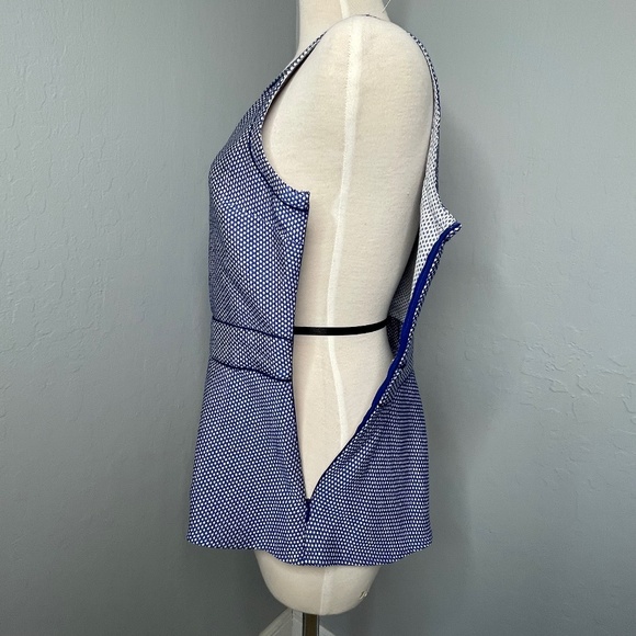 NWT Banana Republic textured Riviera Blue peplum top Size 8 - Picture 7 of 11